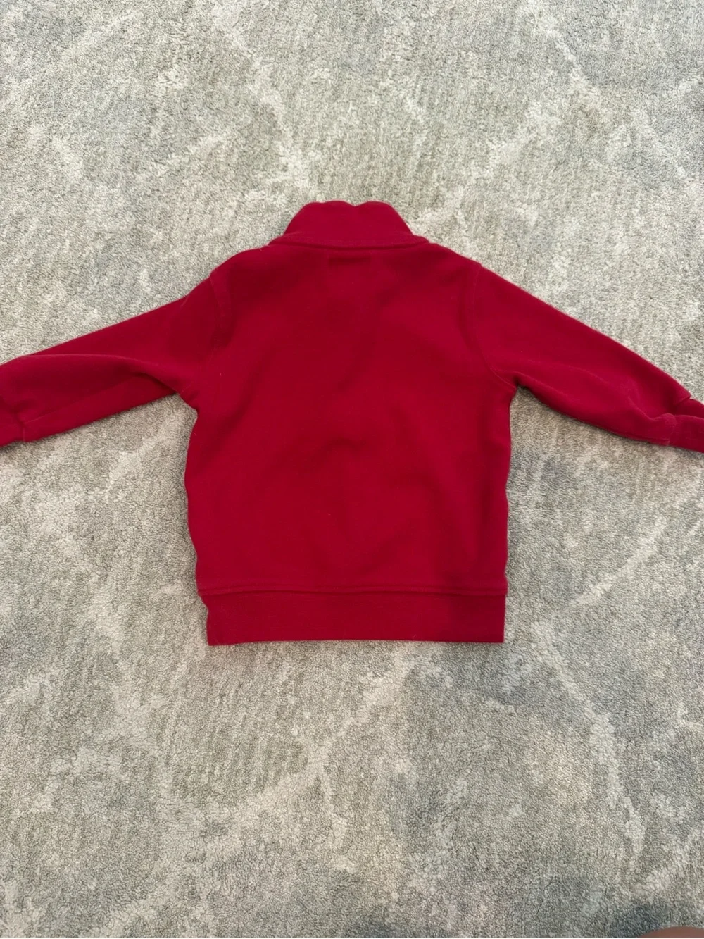 Ralph Lauren Kids Red Half-Zip Sweatshirt with Plaid Collar